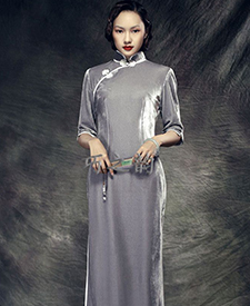 巧之韻 小倩.中式新古典真絲絨傳統影視時尚高端長旗袍